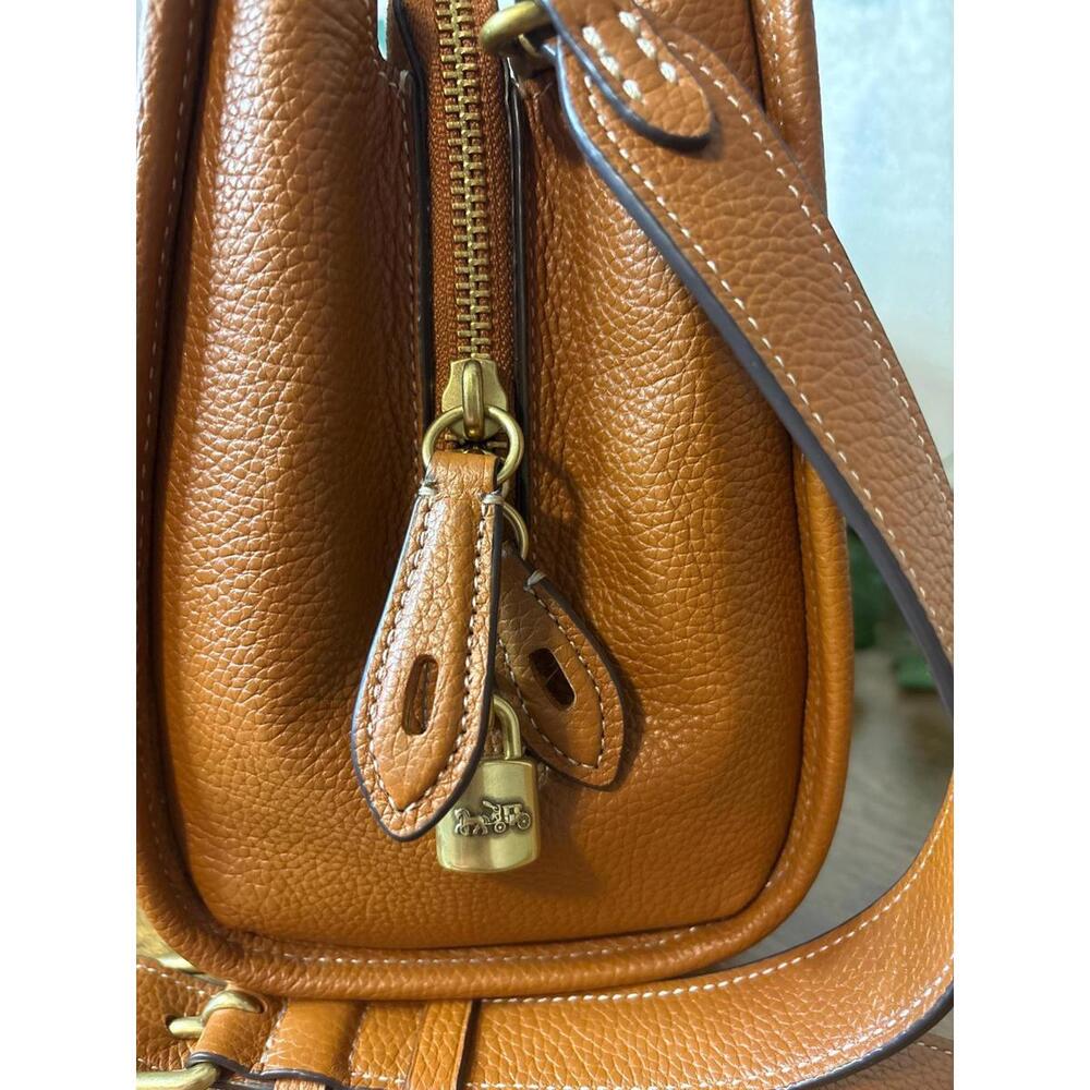 Coach Brooke Carryall 28 in Cognac Pebbled Leather - Picture 3 of 9